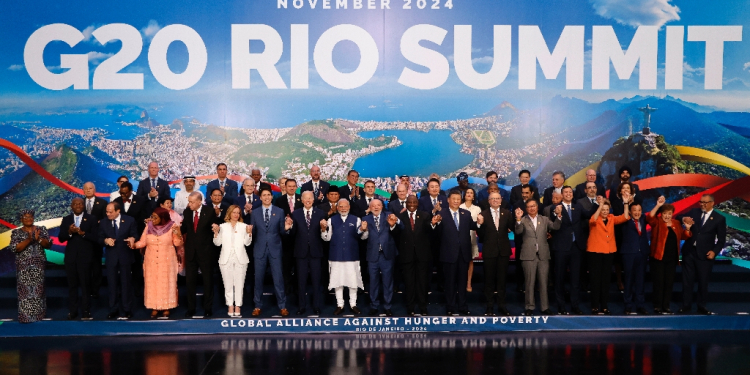 US President Joe Biden was given a spot near the middle of the front row of the assembled world leaders / ©AFP