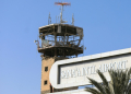 Thge control tower of Sanaa international airport was damaged by the strikes on December 26 . ©AFP