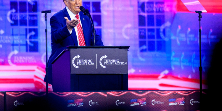 US President-elect Donald Trump speaks during Turning Point's annual AmericaFest 2024 in Phoenix, Arizona, on December 22, 2024. / ©AFP