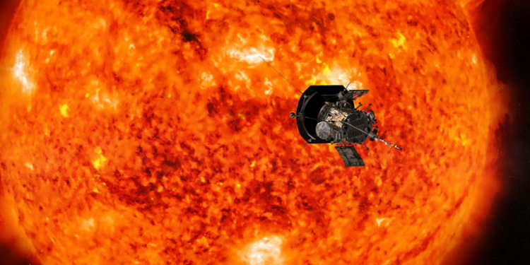 This handout illustration obtained July 6, 2018 courtesy of NASA/Johns Hopkins APL shows an artist's conception of NASA's Parker Solar Probe. ©AFP