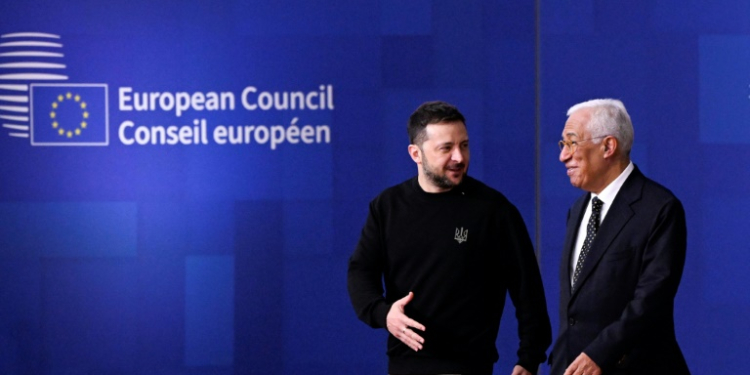 Ukraine's President Volodymyr Zelensky attended the last EU summit in Brussels before Donald Trump returns to the White House . ©AFP