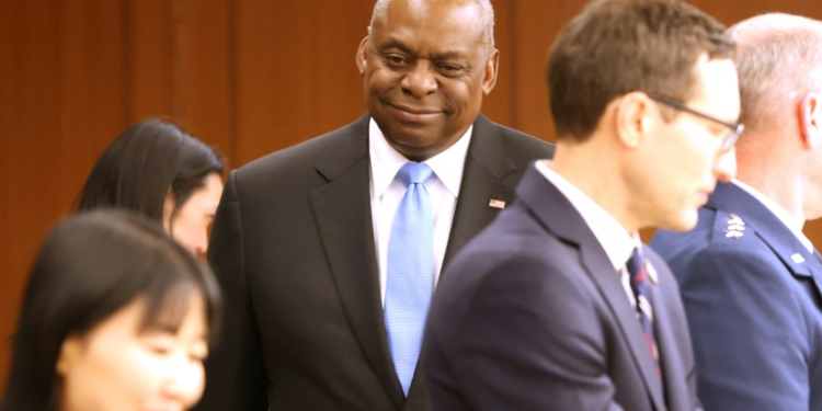 US defence chief Lloyd Austin (C) is in Tokyo on what will likely be his last official Asia-Pacific trip. ©AFP