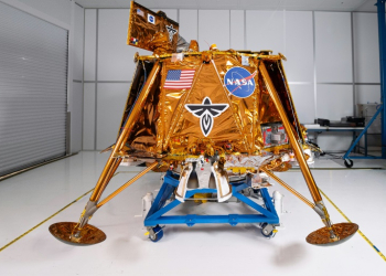 This undated handout image courtesy of Firefly Aerospace shows the fully assembled Blue Ghost Mission 1 lunar lander vehicle. ©AFP