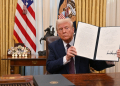 US President Donald Trump has signed a flurry of executive orders in his first week in office / ©AFP