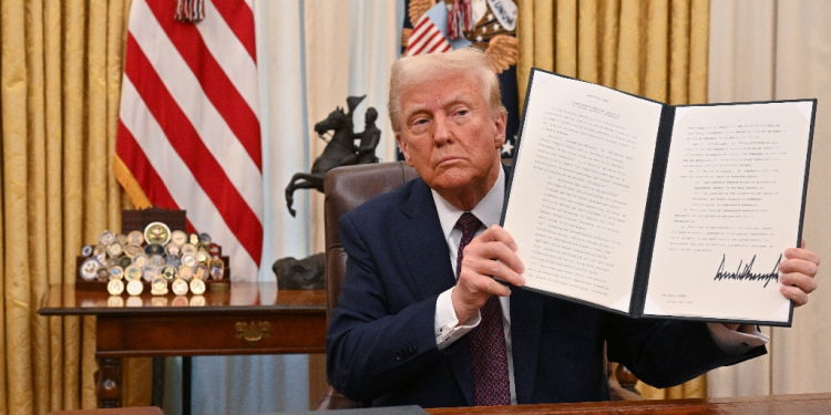 US President Donald Trump has signed a flurry of executive orders in his first week in office / ©AFP