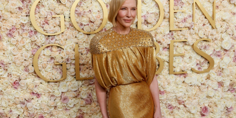 Australian actress Cate Blanchett glittered in golden Louis Vuitton at the Golden Globes. ©AFP