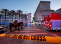 Early morning on New Year's Day as police cordon off the intersection of Canal Street and Bourbon Street in New Orleans after a truck plowed into a crowd of revellers, killing at least 15 people. ©AFP