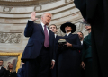 President Donald Trump, speaking after being sworn in, vowed an overhaul of the US trade system / ©AFP