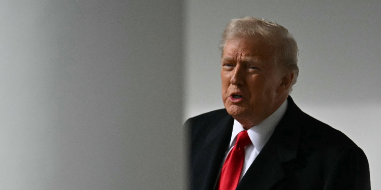 US President Donald Trump speaks to the press on his second day back at the White House / ©AFP