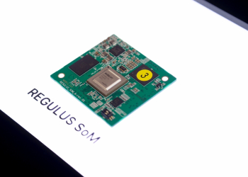 The Regulus SoM chip, an AI Accelerator, sits on display during the Consumer Electronics Show (CES) in Las Vegas, Nevada, on January 9, 2025. / ©AFP