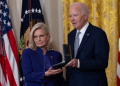 Former congresswoman Liz Cheney receives the Presidential Citizens Medal from US President Joe Biden at the White House on January 2, 2025 / ©AFP