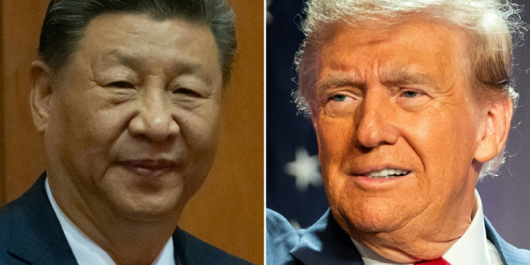 This combination of pictures created on January 17, 2025 shows China's President Xi Jinping in Macau on December 19, 2024 and US President-elect Donald Trump in Washington on November 13, 2024 / ©AFP