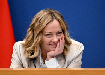 Giorgia Meloni at her annual press conference in Rome on January 9, 2025 / ©AFP