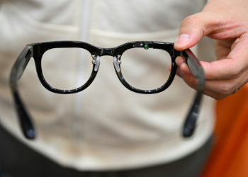 Halliday-branded smart glasses on display at the Consumer Electronics Show in Las Vegas, where wearable tech innovations are on prominent display. ©AFP