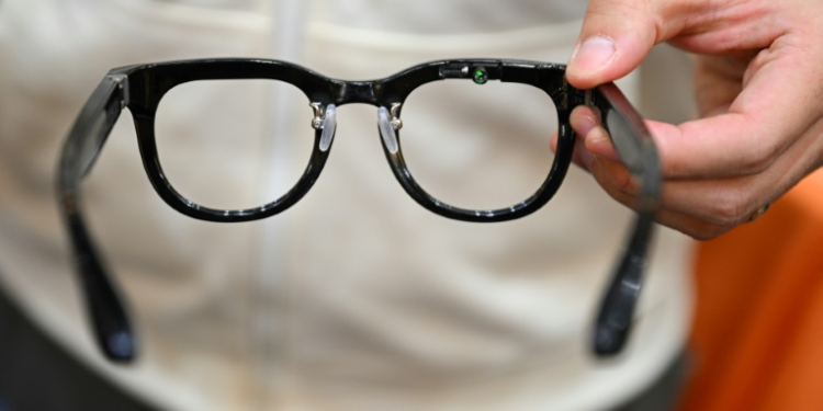 Halliday-branded smart glasses on display at the Consumer Electronics Show in Las Vegas, where wearable tech innovations are on prominent display. ©AFP