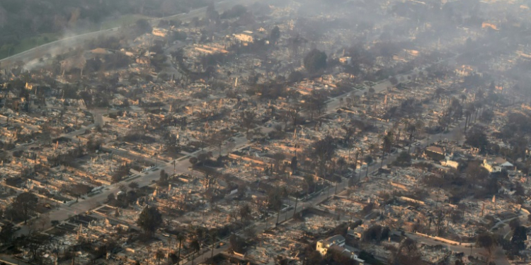 The scale of the destruction from the fire in Pacific Palisades was becoming clear on Thursday . ©AFP