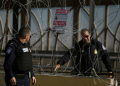 US Customs and Border Protection officers conduct a training exercise at the Paso del Norte international bridge connecting Mexico's Ciudad Juarez and El Paso, Texas. ©AFP