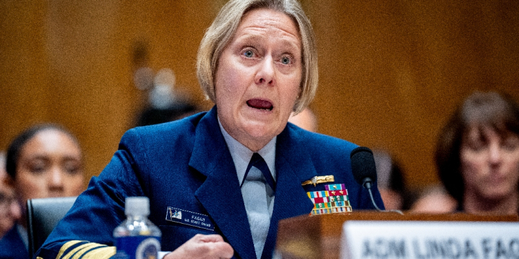 Admiral Linda Fagan, pictured speaking during a Senate hearing in June 2024, has been replaced as head of the US Coast Guard / ©AFP