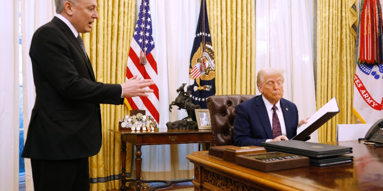 David Sacks, pictured in the Oval Office with Donald Trump, is the president's new AI Czar / ©AFP