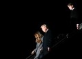 US President-elect Donald Trump, his wife Melania and son Barron arrive at Dulles International Airport in Virginia on January 18, 2025. ©AFP