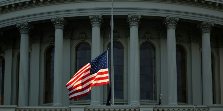 US House Speaker Mike Johnson said the flag would be returned to half-staff the day after the January 20 inauguration. ©AFP