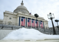 Snow piled up at the US Capitol, where the presidential inauguration traditionally takes place -- Donald Trump said the ceremony would be indoors due to the cold / ©AFP