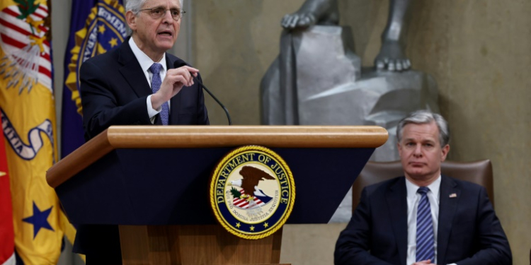 US Attorney General Merrick Garland delivers his farewell address to Justice Department employees. ©AFP