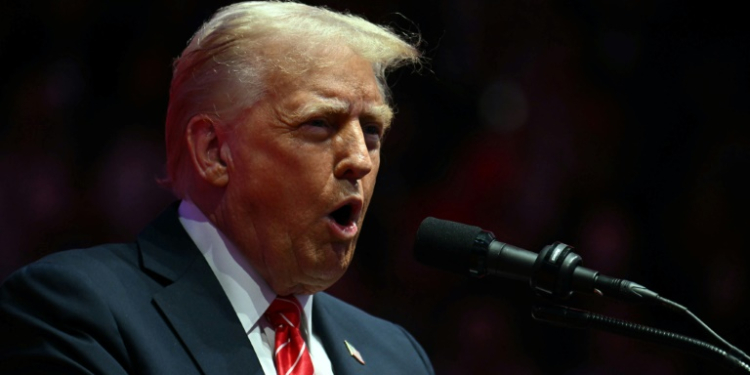 US President-elect Donald Trump speaks at a MAGA victory rally at Capital One Arena in Washington, DC on January 19, 2025, one day ahead of his inauguration ceremony.. ©AFP