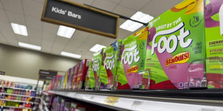 Fruit by the Foot, a product that uses Red Dye No 3, can be seen on a shelf at a supermarket in this illustration photograph on December 27, 2024. ©AFP