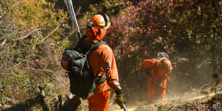 More than 900 inmates are working alongside firefighters in the battle to tame wildfires in Los Angeles. ©AFP