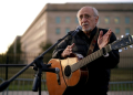 Activists Hold Vigil Peter Yarrow, founding member of the legendary folk group Peter, Paul and Mary, shown here in 2017 to commemorate 50 years since the March on the Pentagon. ©AFP