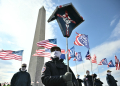 Members of Patriot Front rally near the Washington Monument on the National Mall in Washington, DC, during the annual March for Life. / ©AFP